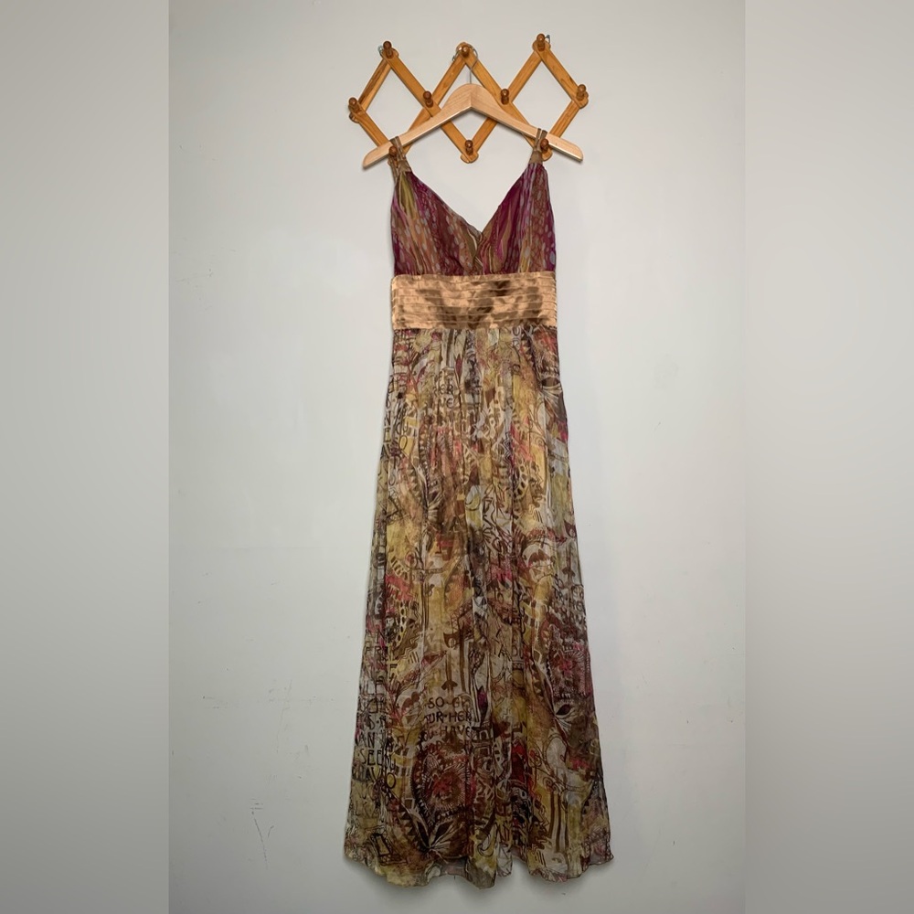 NWT Women’s Dance in Paris Formal Spaghetti Strap Silk  Maxi Dress SZ M